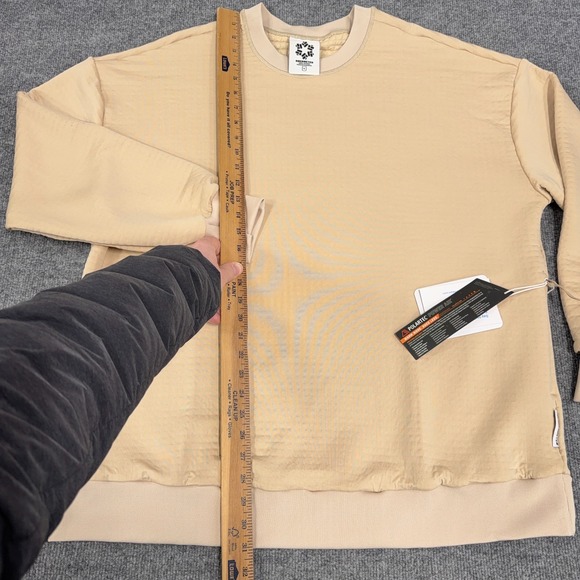 Obermeyer Sweatshirt Mens Large Tan Polartec Explorer Tech Crewneck Off Grid - Picture 7 of 13